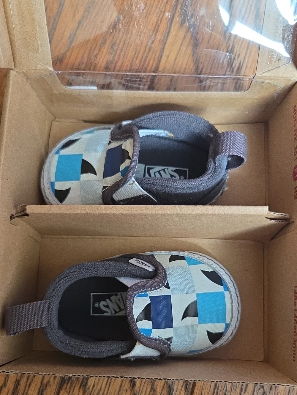 Vans Baby's Blue & White Checkerboard Shark Fin Slip-On Crib Shoes
